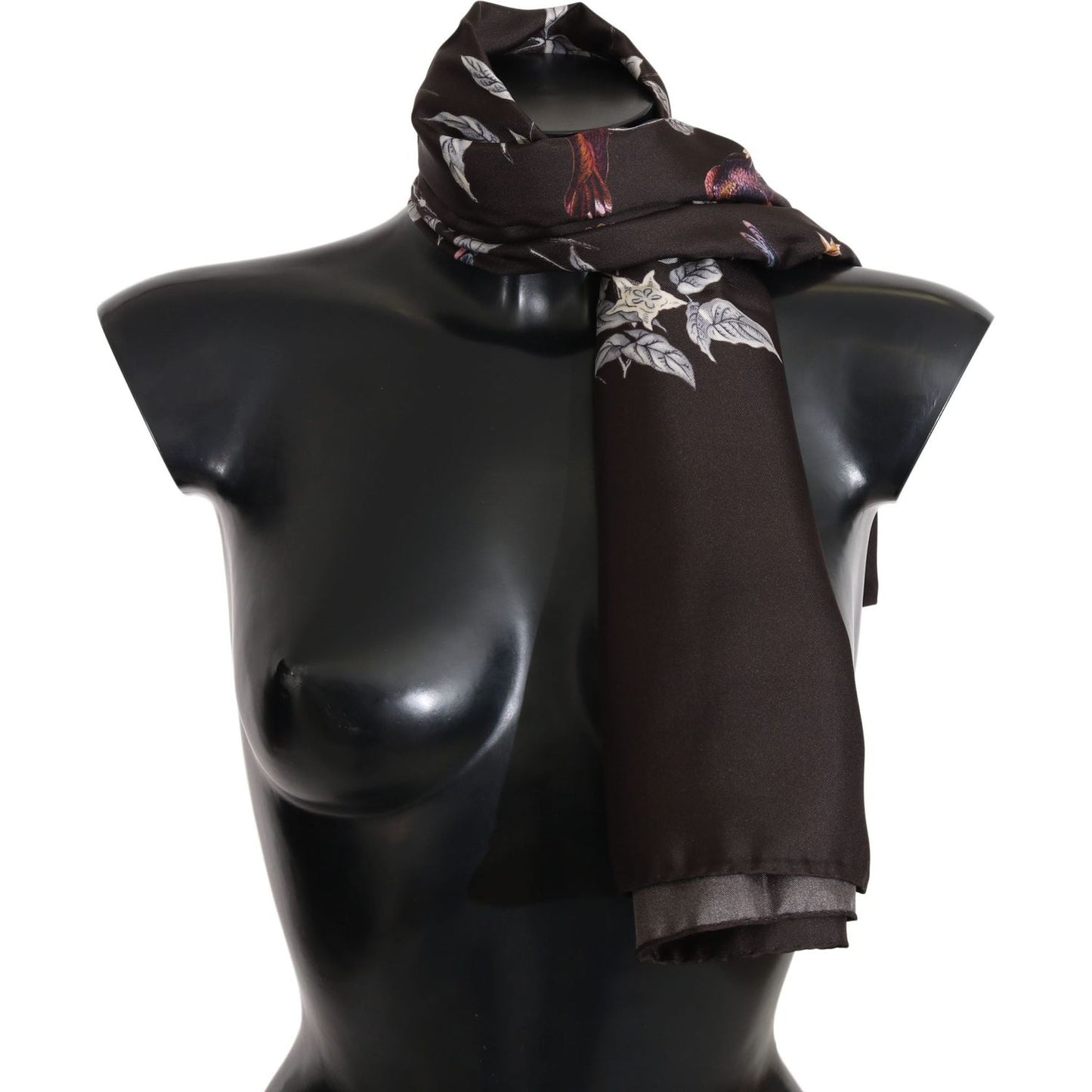 Dolce & Gabbana Elegant Silk Scarf Wrap in Luxe Brown Silk Wrap Shawls Dolce & Gabbana Dark Slate Gray