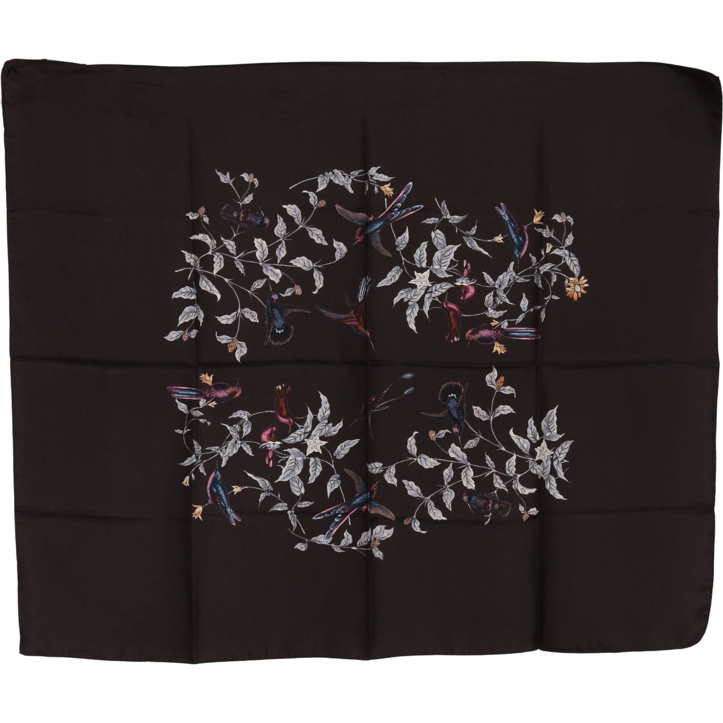 Dolce & Gabbana Elegant Silk Scarf Wrap in Luxe Brown Silk Wrap Shawls Dolce & Gabbana Black