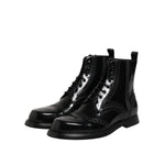 Dolce & Gabbana Black Leather Lace Up Mid Calf Boots Shoes MV7698-44
