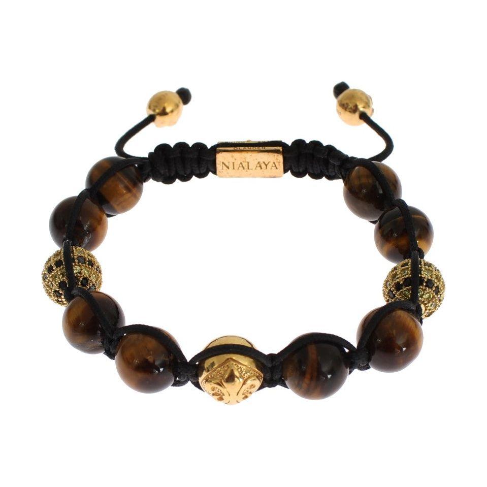 Nialaya Chic Multicolor CZ & Tigers Eye Bracelet Bracelet Nialaya Wheat