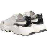 Dolce & Gabbana White Silver DAYMASTER Leather Sneakers Shoes