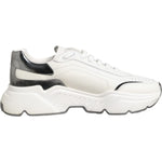 Dolce & Gabbana White Silver DAYMASTER Leather Sneakers Shoes