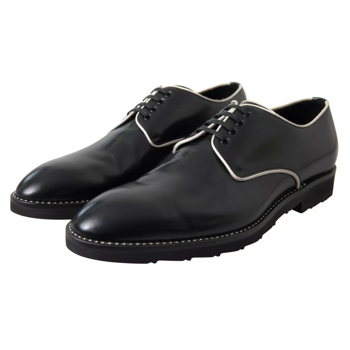Dolce & Gabbana Black White Leather Formal Dress Shoes MV5096-39.5