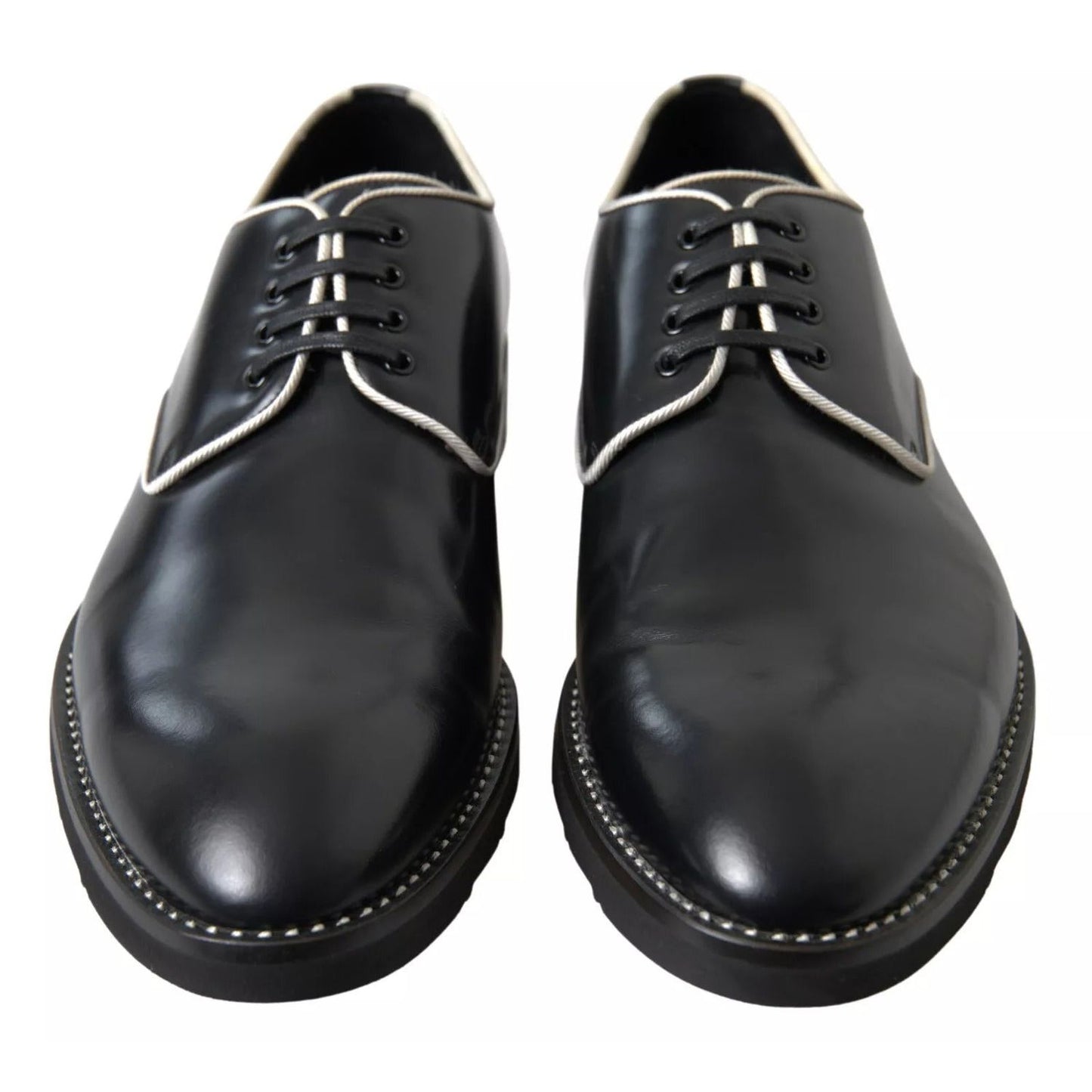 Dolce & Gabbana Black White Leather Formal Dress Shoes MV5096-39.5