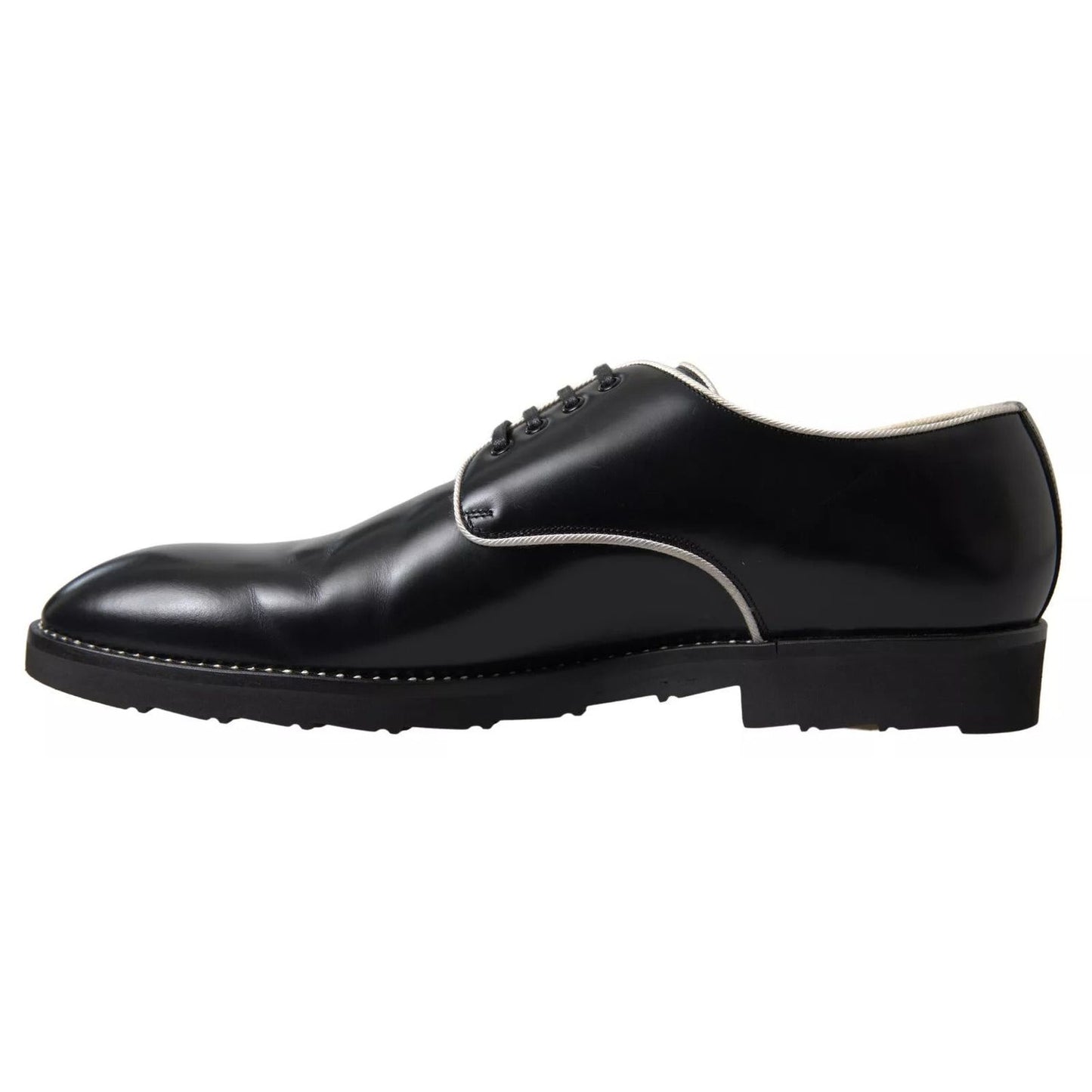 Dolce & Gabbana Black White Leather Formal Dress Shoes MV5096-39.5