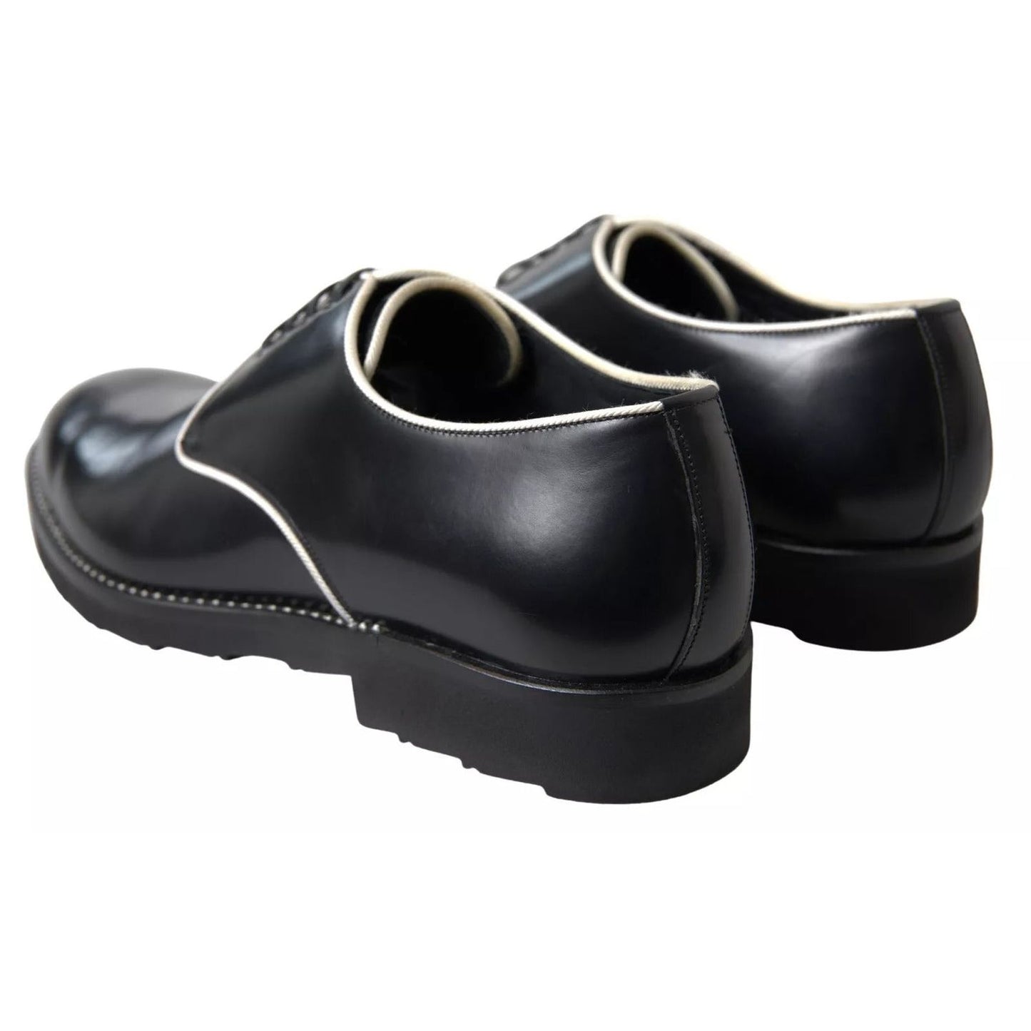 Dolce & Gabbana Black White Leather Formal Dress Shoes MV5096-39.5