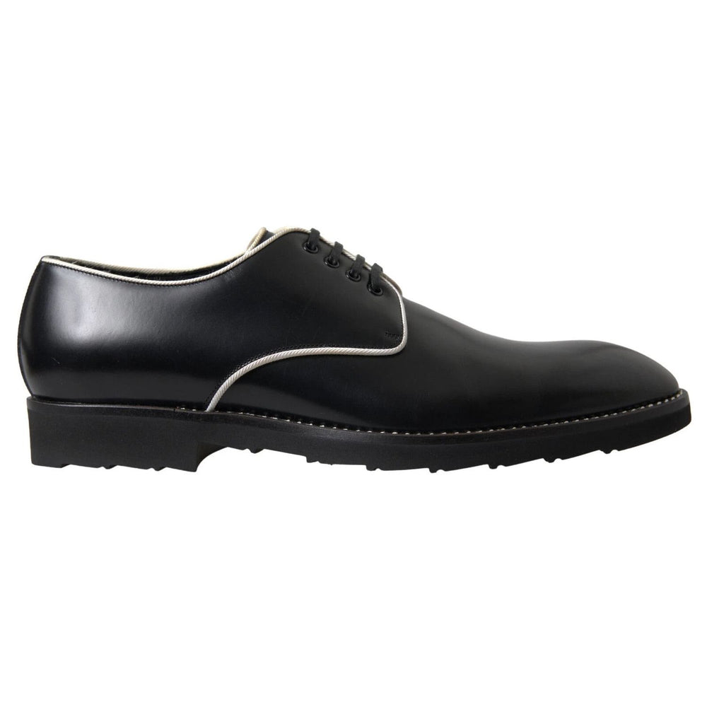Dolce & Gabbana Black White Leather Formal Dress Shoes MV5096-39.5