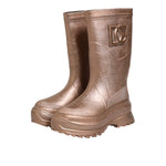 Dolce & Gabbana Metallic Gold Pull On Rain Boots Shoes MV7815-43