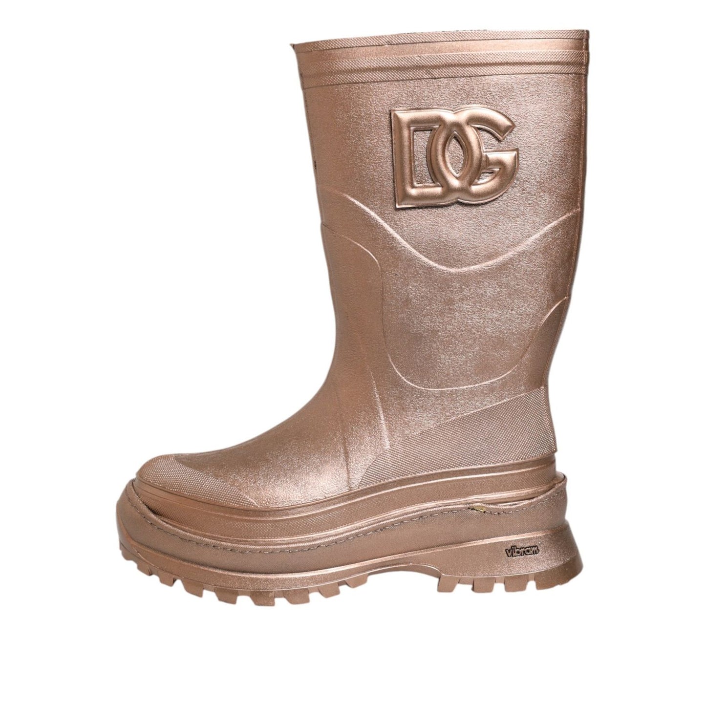 Dolce & Gabbana Metallic Gold Pull On Rain Boots Shoes MV7815-43