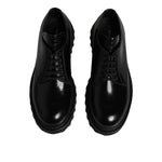 Dolce & Gabbana Black Leather Lace Up Trekking Dress Shoes MV7818-46