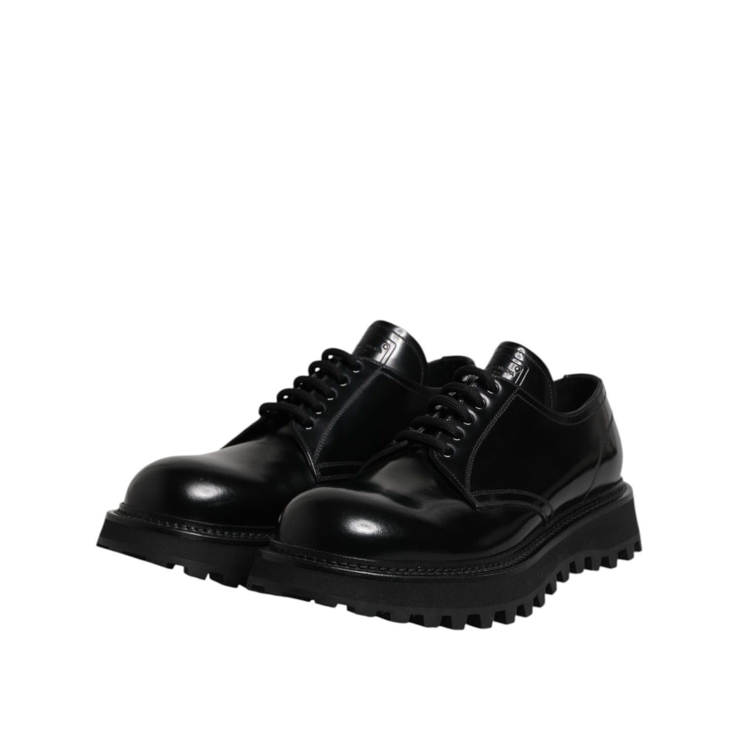 Dolce & Gabbana Black Leather Lace Up Trekking Dress Shoes MV7818-46