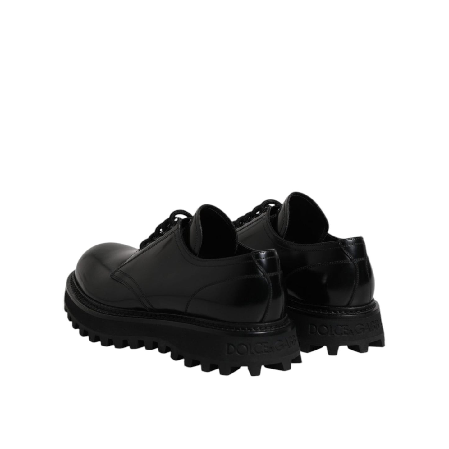 Dolce & Gabbana Black Leather Lace Up Trekking Dress Shoes MV7818-46