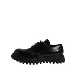 Dolce & Gabbana Black Leather Lace Up Trekking Dress Shoes MV7818-46