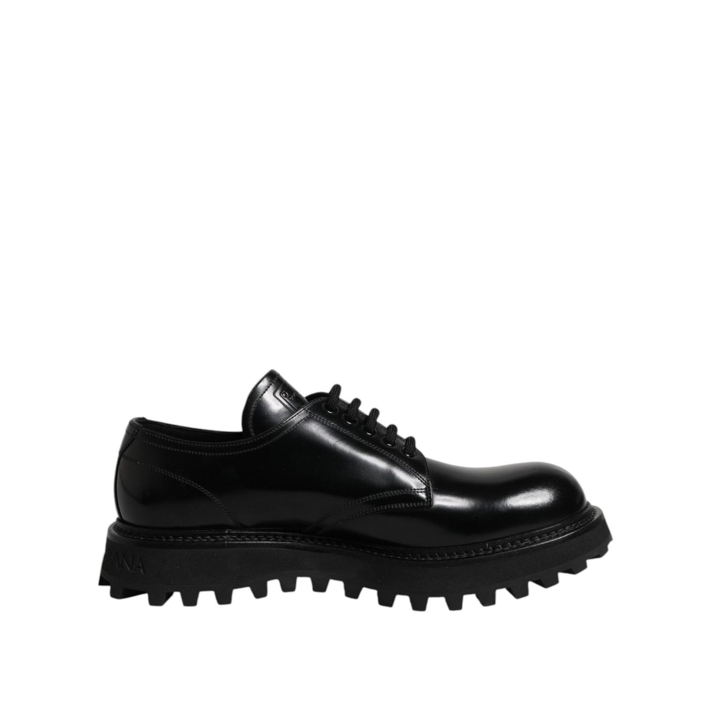 Dolce & Gabbana Black Leather Lace Up Trekking Dress Shoes MV7818-46