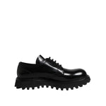 Dolce & Gabbana Black Leather Lace Up Trekking Dress Shoes MV7818-46