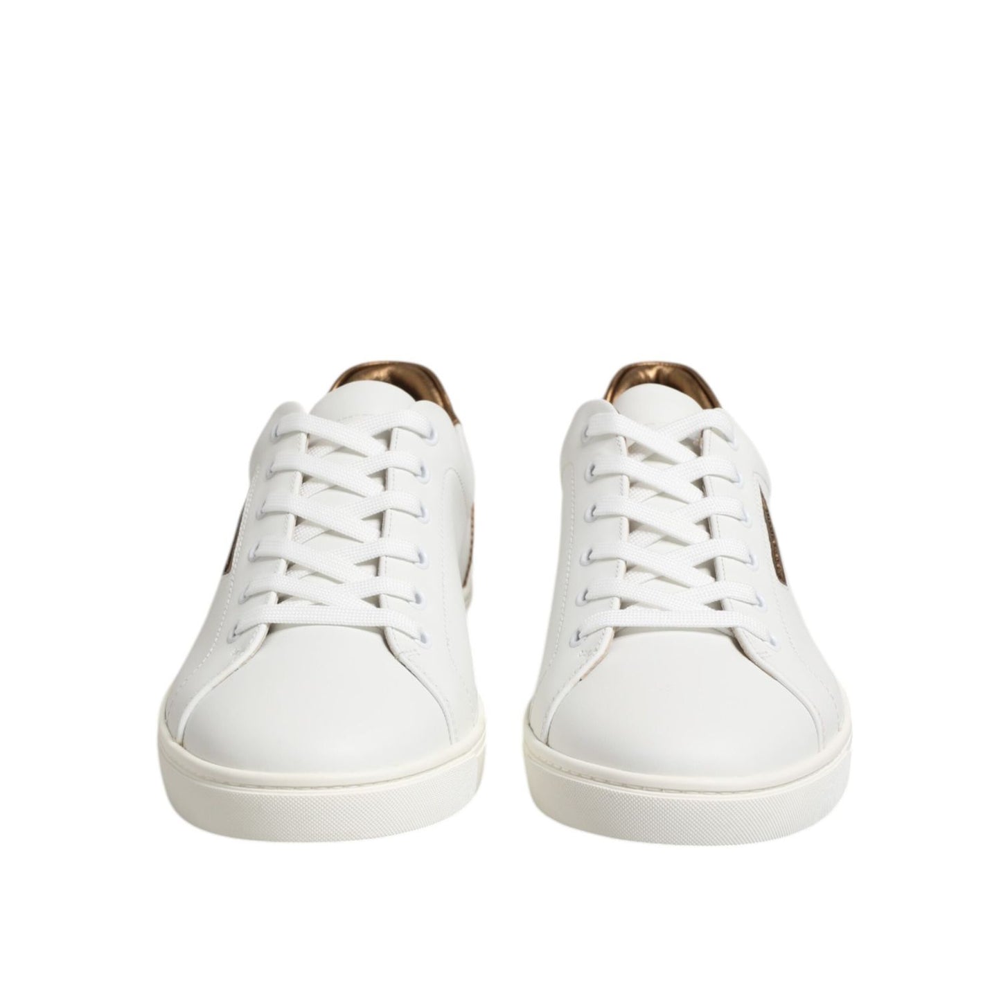 Dolce & Gabbana White Brown Leather Low Top Men Sneakers Shoes MV7383-43