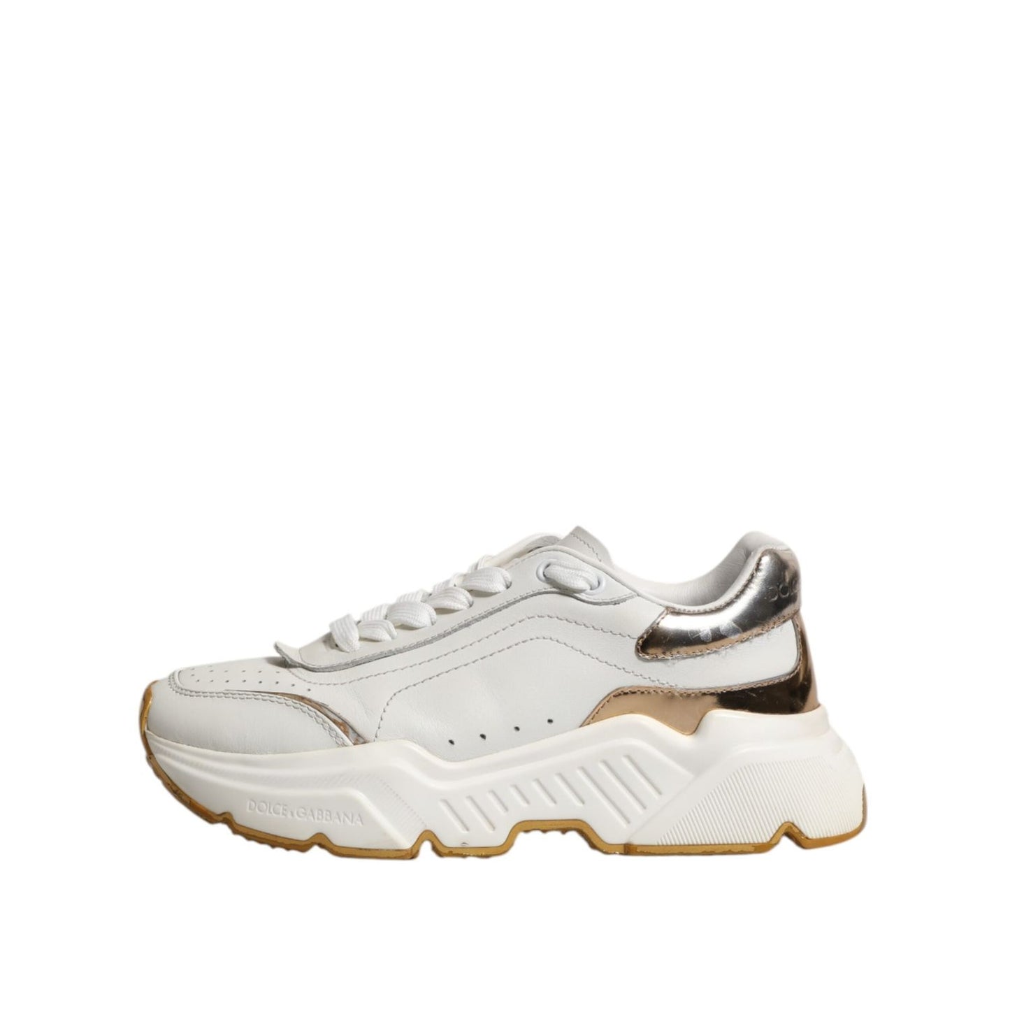Dolce & Gabbana White Gold Daymaster Low Top Sneakers Shoes LA12684-37.5