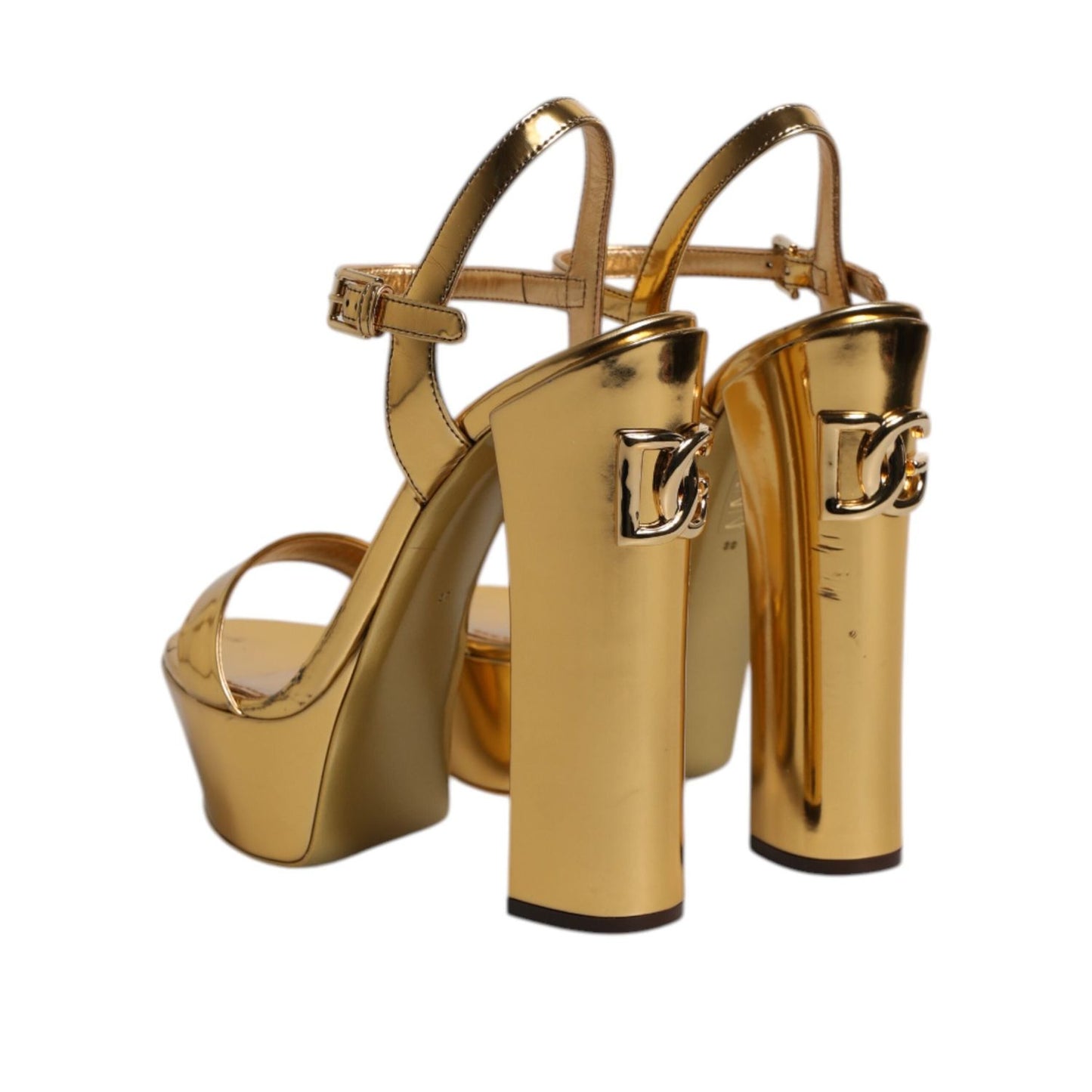 Dolce & Gabbana Gold Leather Platform Keira Sandals Shoes LA11457-39