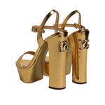 Dolce & Gabbana Gold Leather Platform Keira Sandals Shoes LA11457-39