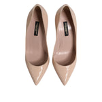 Dolce & Gabbana Beige Patent Leather Stiletto Heel Pumps Shoes LA12802-35