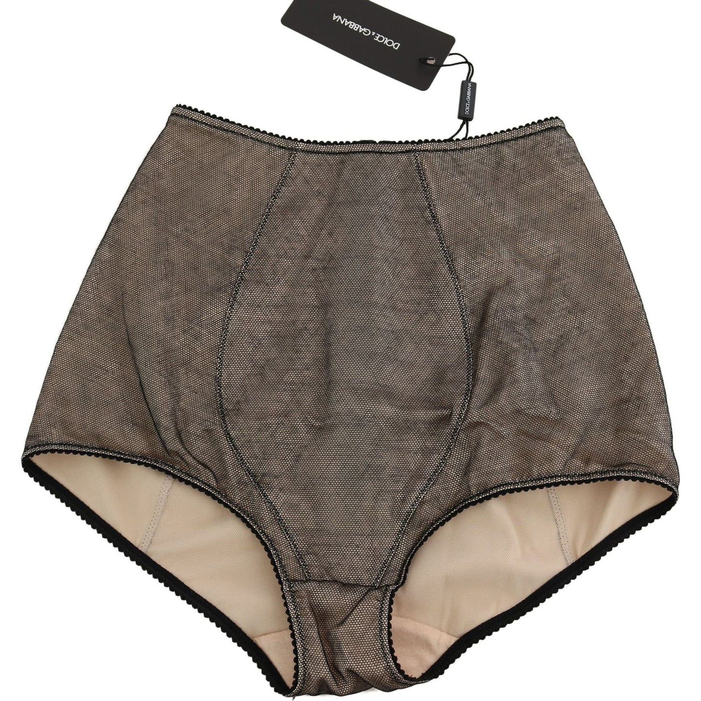 Dolce & Gabbana Beige Black Net Cotton Blend Chic Underwear Dolce & Gabbana Dark Slate Gray