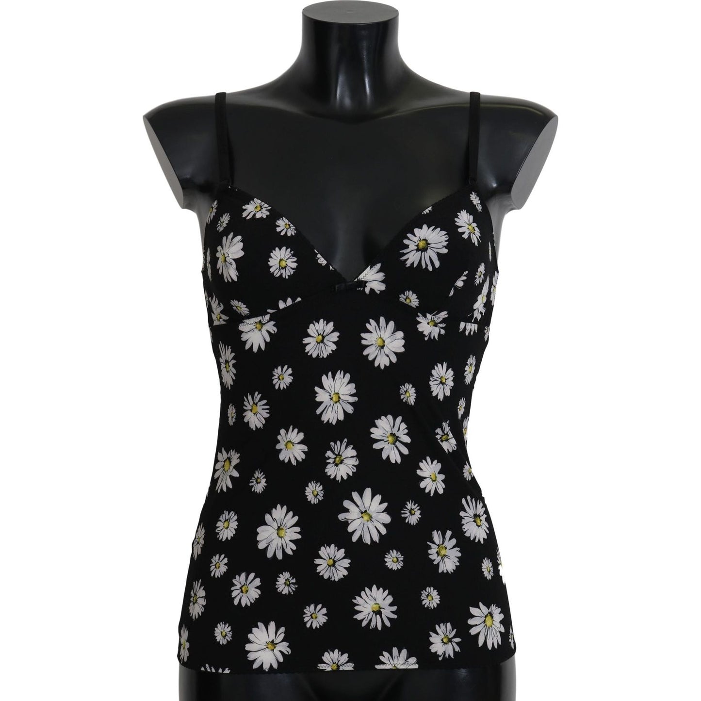 Dolce & Gabbana Elegant Black Daisy Floral Lace Chemise Dress Dolce & Gabbana Black