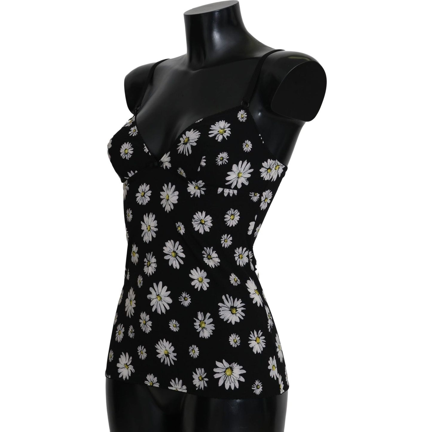 Dolce & Gabbana Elegant Black Daisy Floral Lace Chemise Dress Dolce & Gabbana Black
