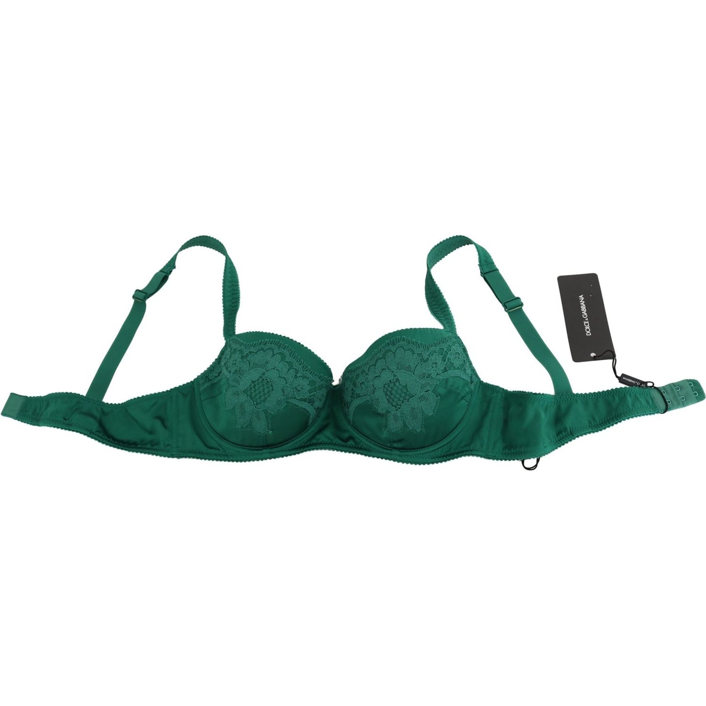 Dolce & Gabbana Enchanting Green Floral Lace Silk Bra Dolce & Gabbana Dark Slate Gray