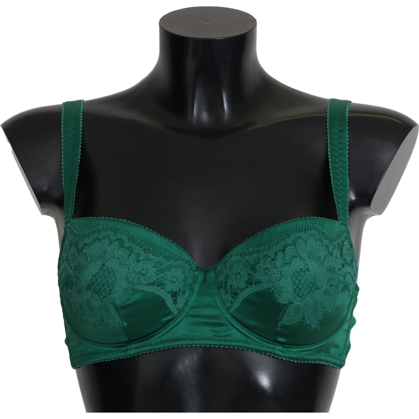 Dolce & Gabbana Enchanting Green Floral Lace Silk Bra Dolce & Gabbana Dark Slate Gray
