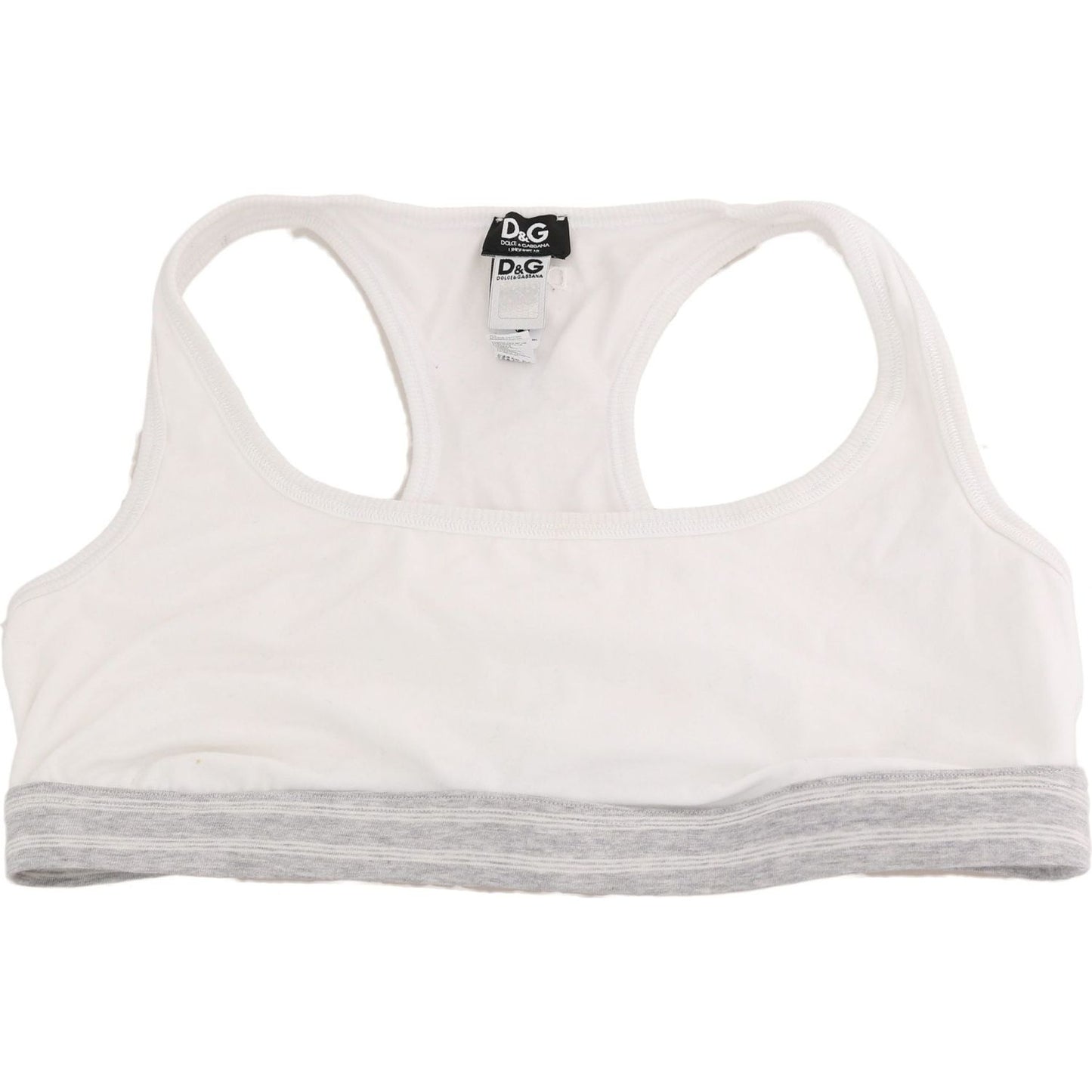 Dolce & Gabbana Elegant White Stretch Sport Bra Dolce & Gabbana Light Gray