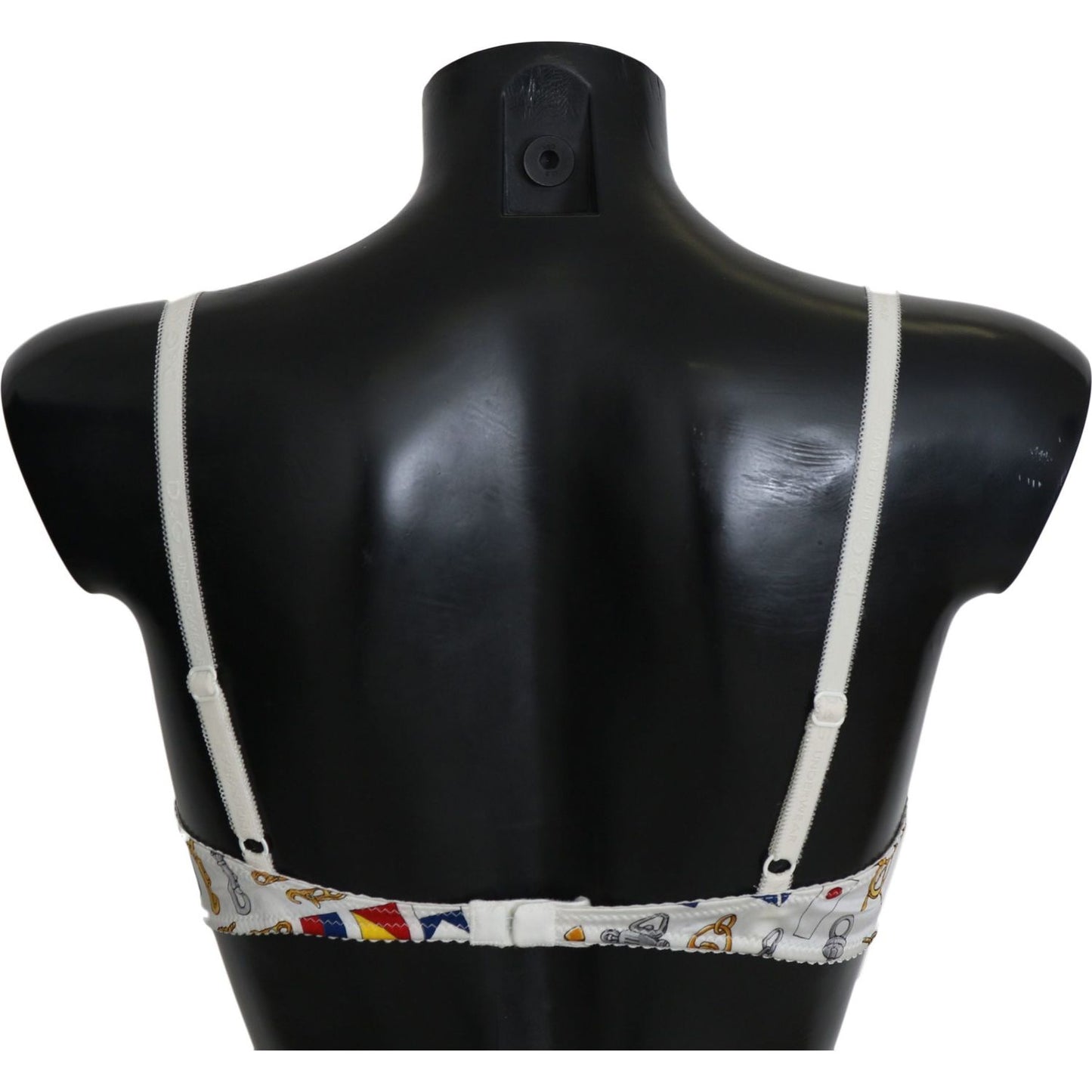 Dolce & Gabbana Elegant White Sailor Print Stretch Bra Dolce & Gabbana Black