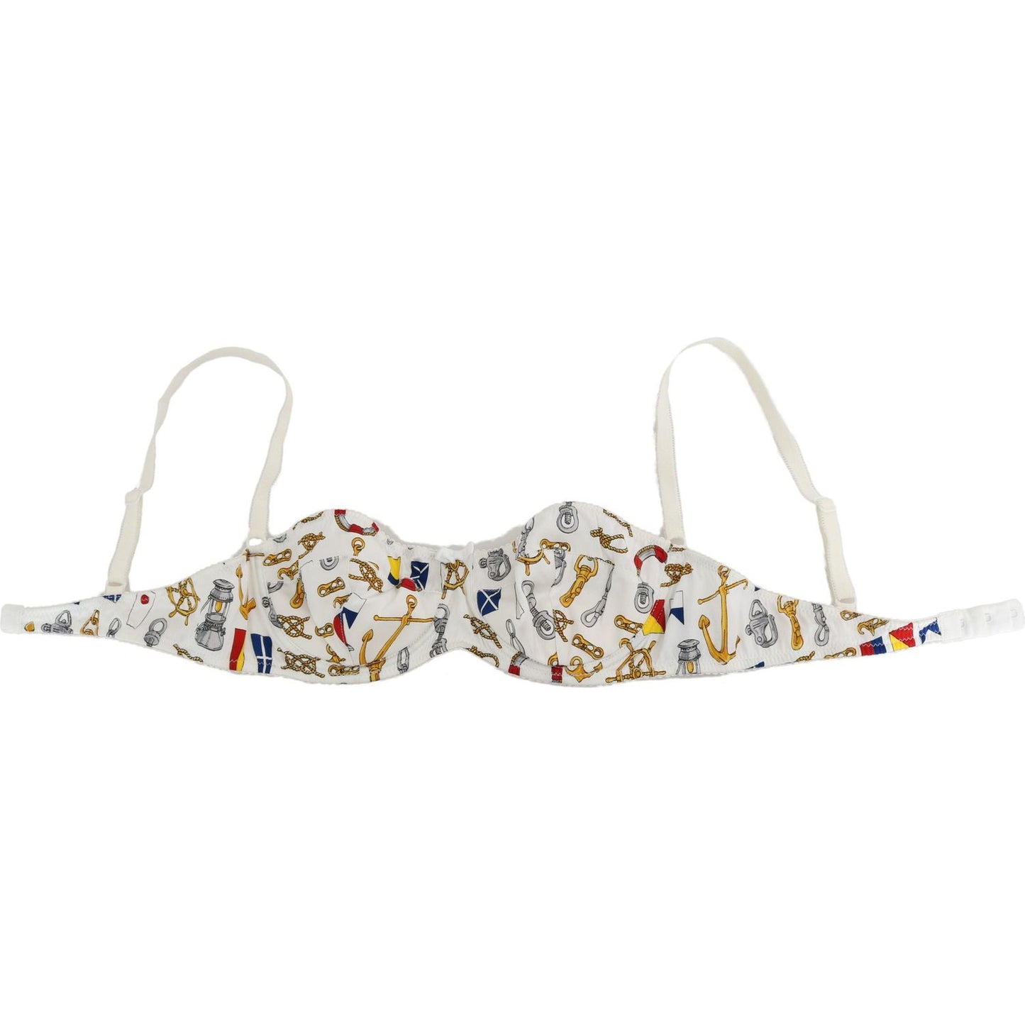 Dolce & Gabbana Elegant White Sailor Print Stretch Bra Dolce & Gabbana Light Gray