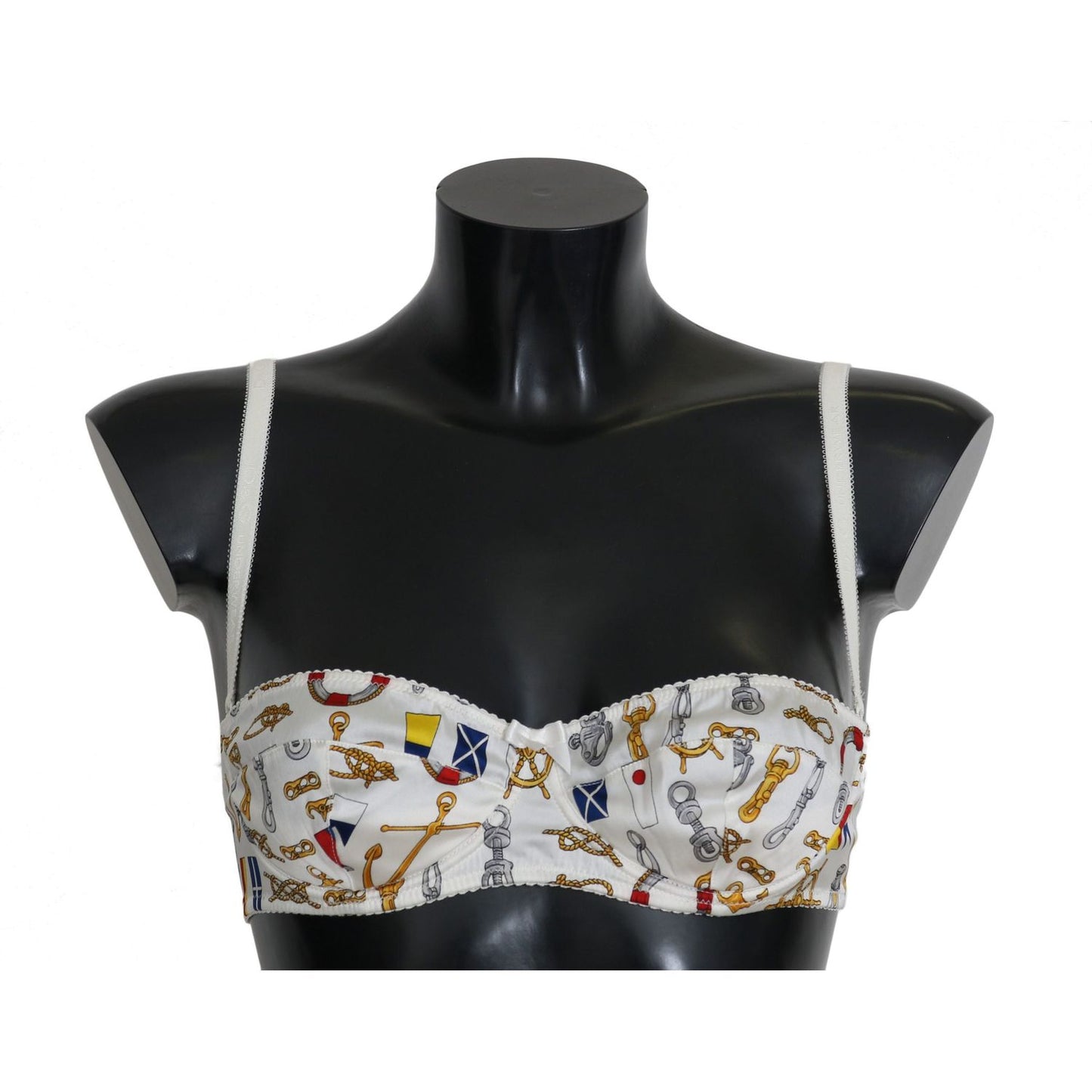 Dolce & Gabbana Elegant White Sailor Print Stretch Bra Dolce & Gabbana Gray