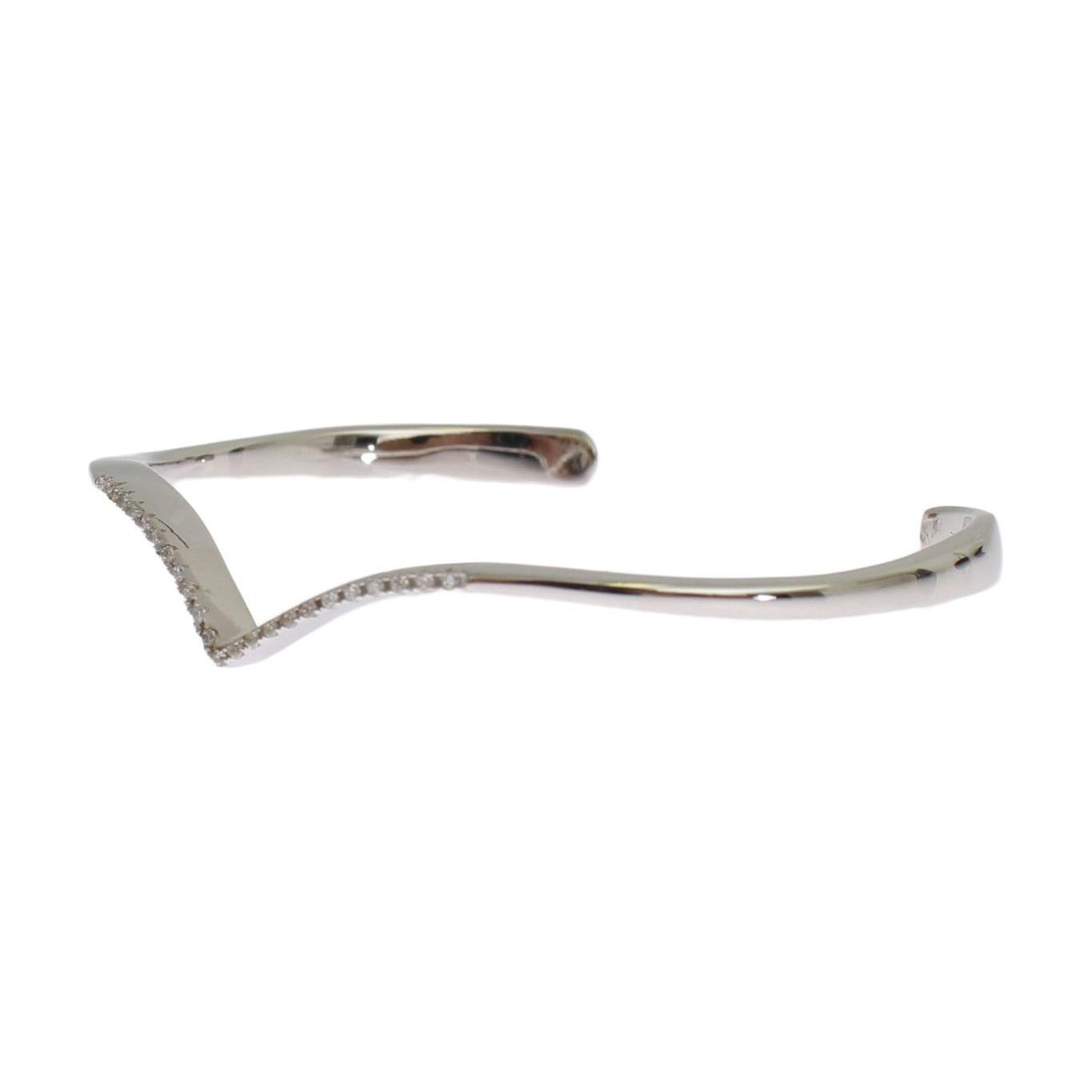 Nialaya Elegant Silver Bangle Cuff with Clear CZ Accents Bracelet Nialaya Dark Gray