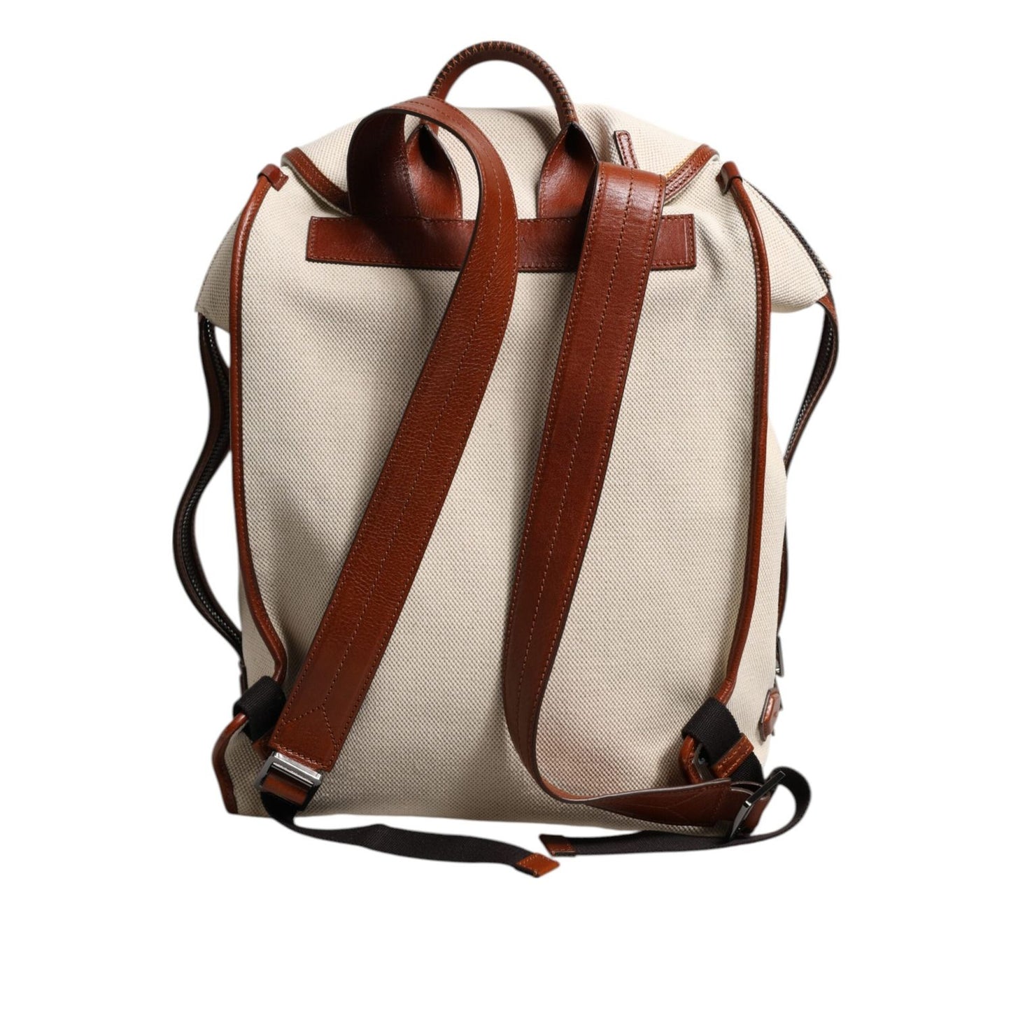 Dolce & Gabbana Beige Brown Canvas Leather EDGE Travel Men Back Pack Bag BAG4710
