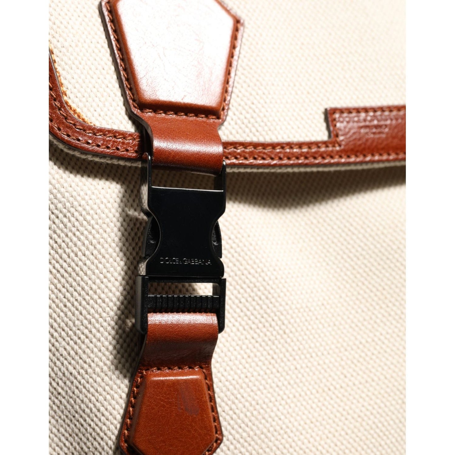 Dolce & Gabbana Beige Brown Canvas Leather EDGE Travel Men Back Pack Bag BAG4710