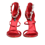 Dolce & Gabbana Red Satin Crystals Keira Sandals Heel Shoes LA12830-39