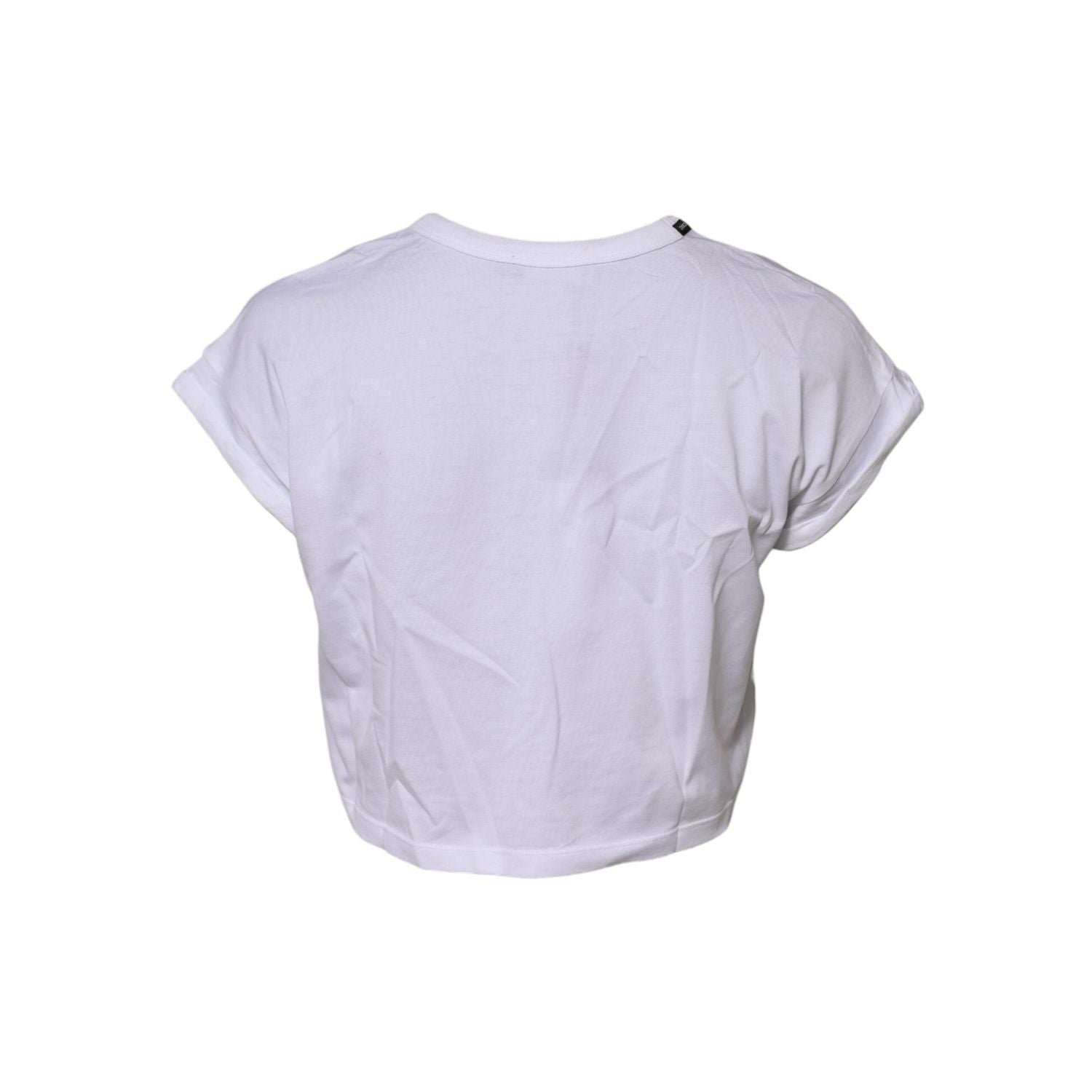 Dolce & Gabbana White Cotton Crew Neck Cropped Top T-shirt
