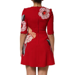 Dolce & Gabbana Red Lace Floral Applique A-line Mini Dress DR81748-36