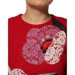 Dolce & Gabbana Red Lace Floral Applique A-line Mini Dress DR81748-36