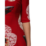 Dolce & Gabbana Red Lace Floral Applique A-line Mini Dress DR81748-36