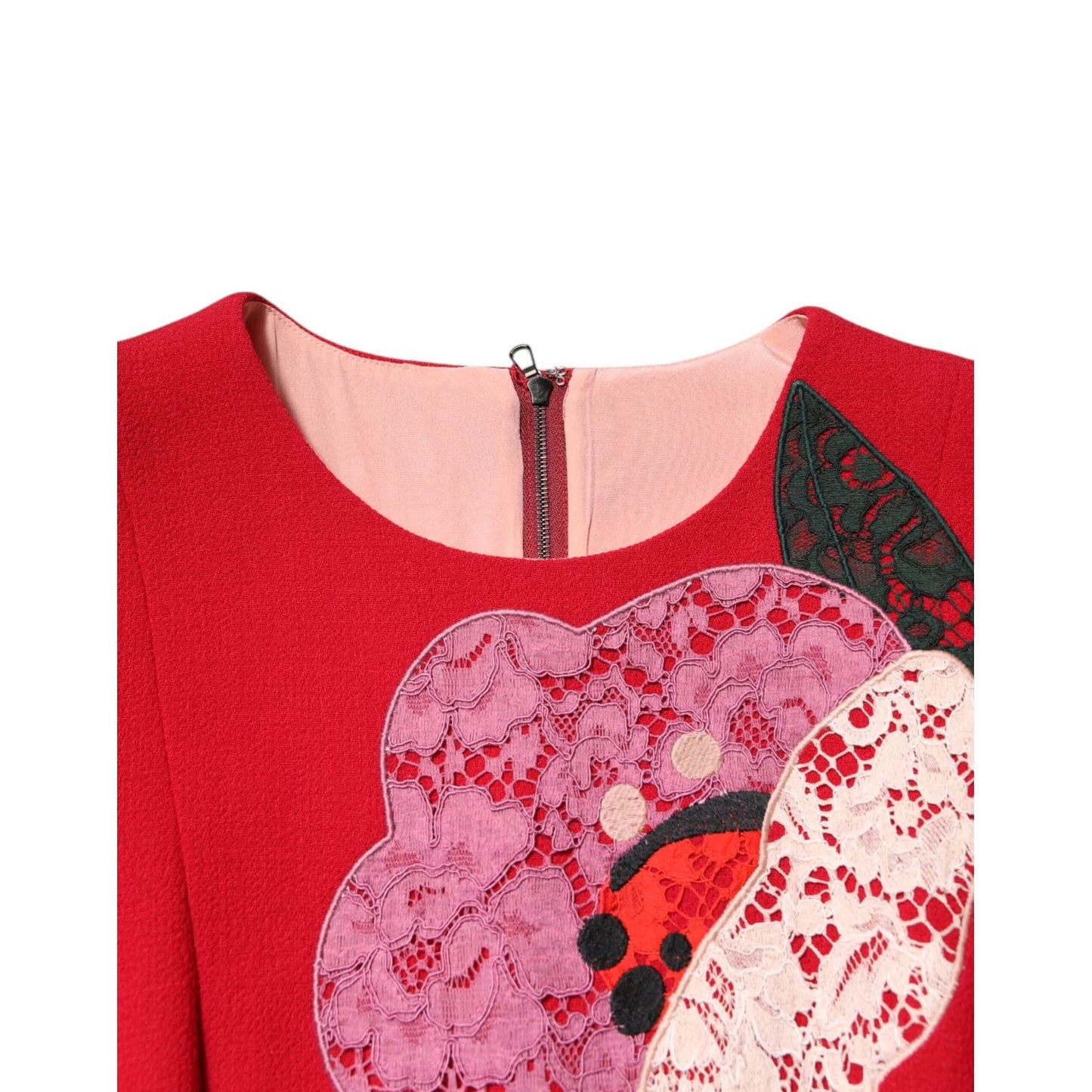Dolce & Gabbana Red Lace Floral Applique A-line Mini Dress DR81748-36