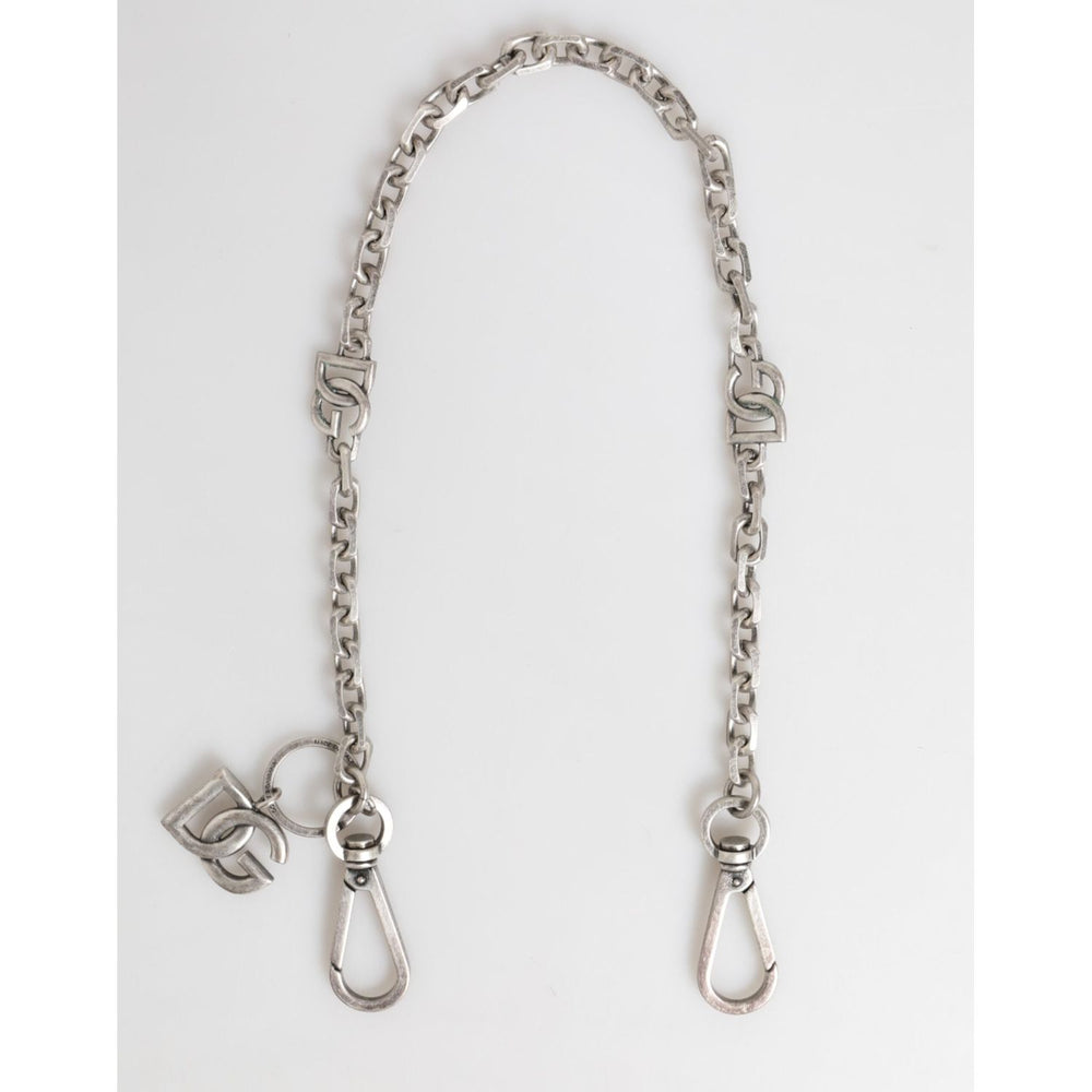Dolce & Gabbana Silver Tone Brass DG Logo Detailing Chain Men Necklace SMY10795