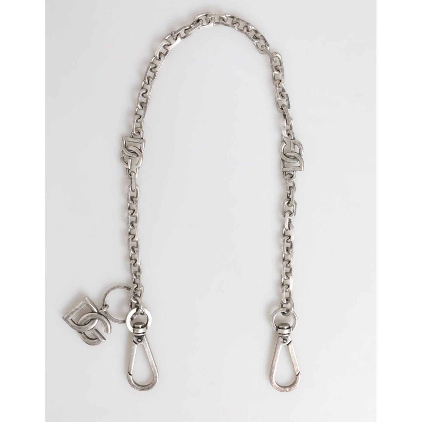 Dolce & Gabbana Silver Tone Brass DG Logo Detailing Chain Men Necklace SMY10795