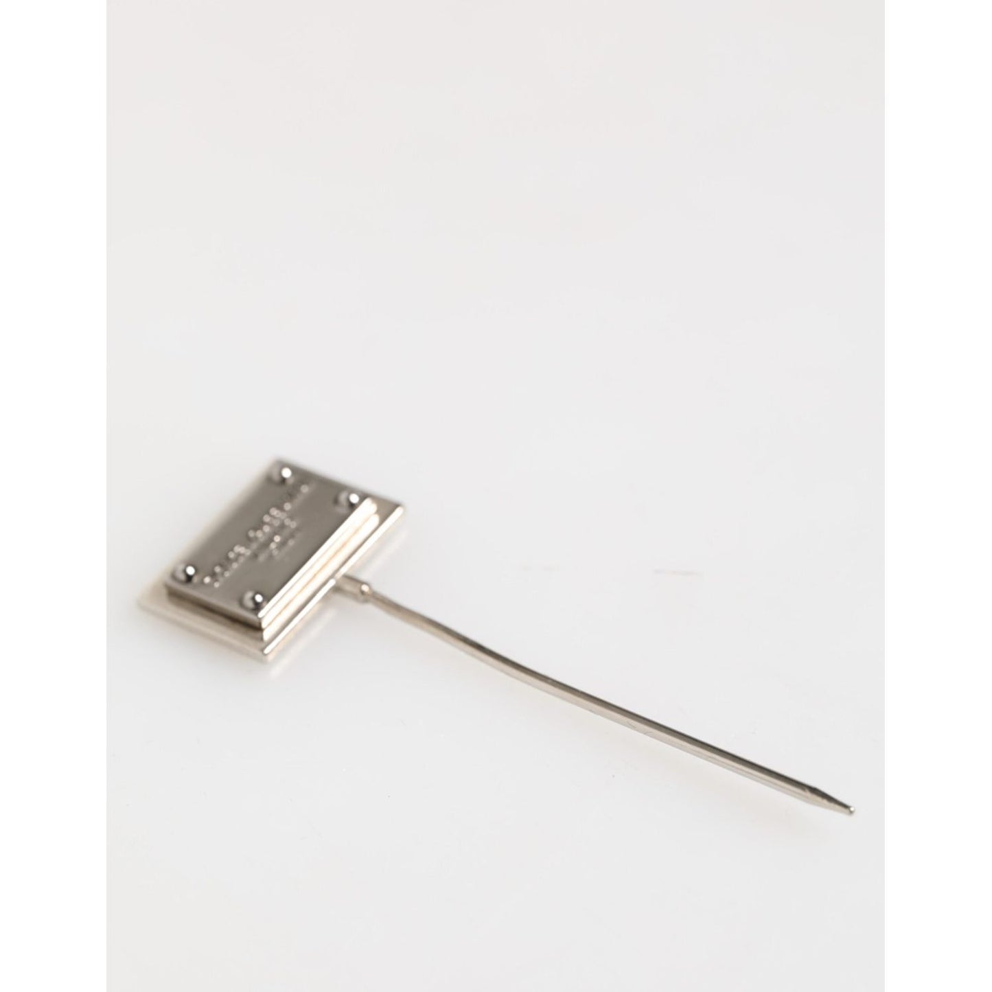 Dolce & Gabbana Silver Tone Logo Plaque Lapel Men Accessory Brooch Pin SMY11075
