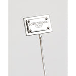 Dolce & Gabbana Silver Tone Logo Plaque Lapel Men Accessory Brooch Pin SMY11075