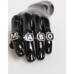 Dolce & Gabbana Silver Tone Brass Lettering Set 5 Pieces Adjustable Ring SMY11233