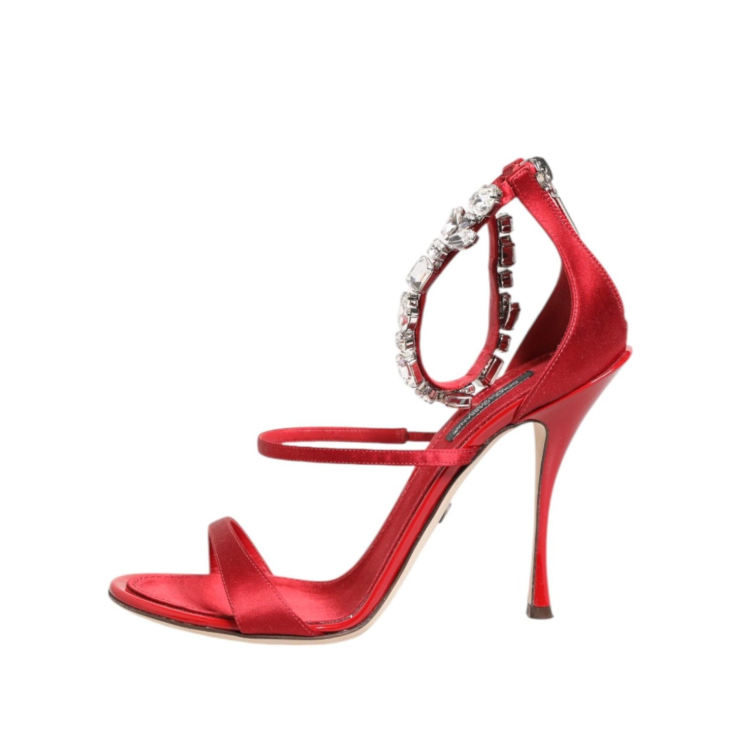 Dolce & Gabbana Red Satin Crystals Keira Sandals Heels Shoes LA12904-36.5