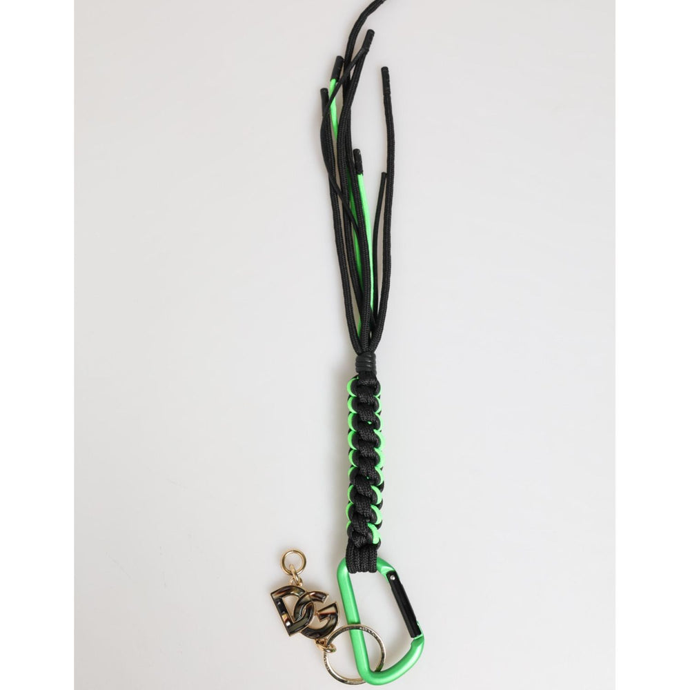Dolce & Gabbana Multicolor Polyester Tape String DG Logo Keychain Keyring with iconic logo hardware and vibrant design.