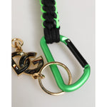 Dolce & Gabbana Multicolor Polyester Tape String DG Logo Keychain Keyring with metal hardware and carabiner clip.